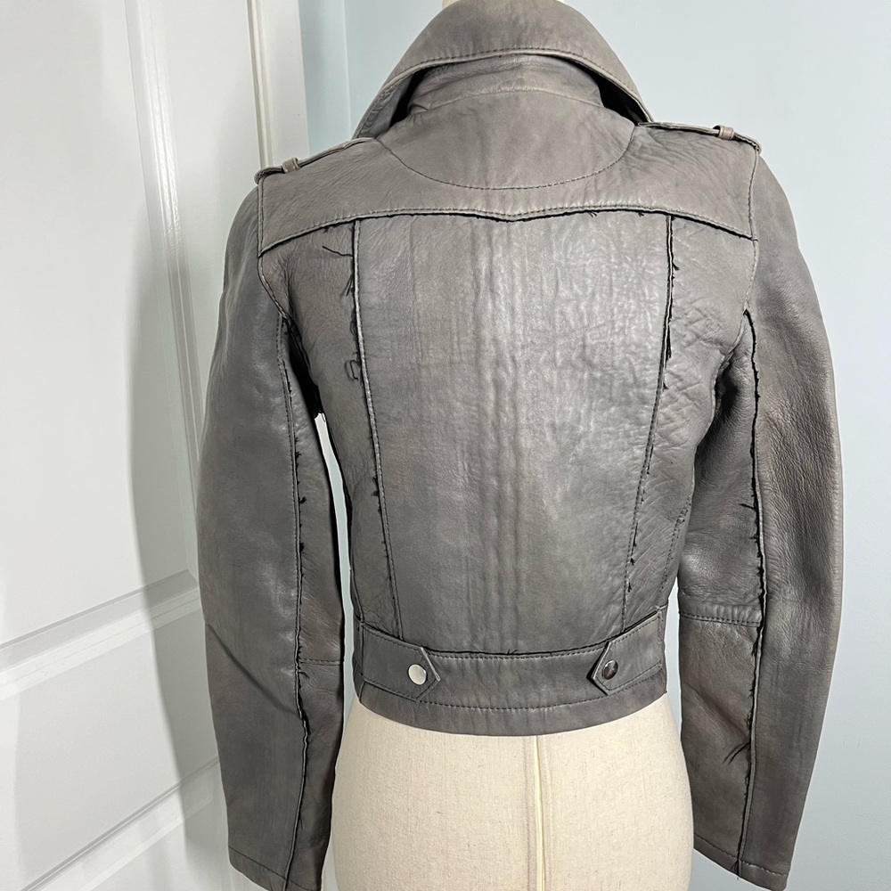 Maje 100% genuine leather motorcycle biker jacket size 36 - Picture 11 of 16